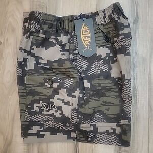 AFTCO Fishing Shorts Ripstop Mens 28 6" Inseam Black Gray Cargo  NWT $65